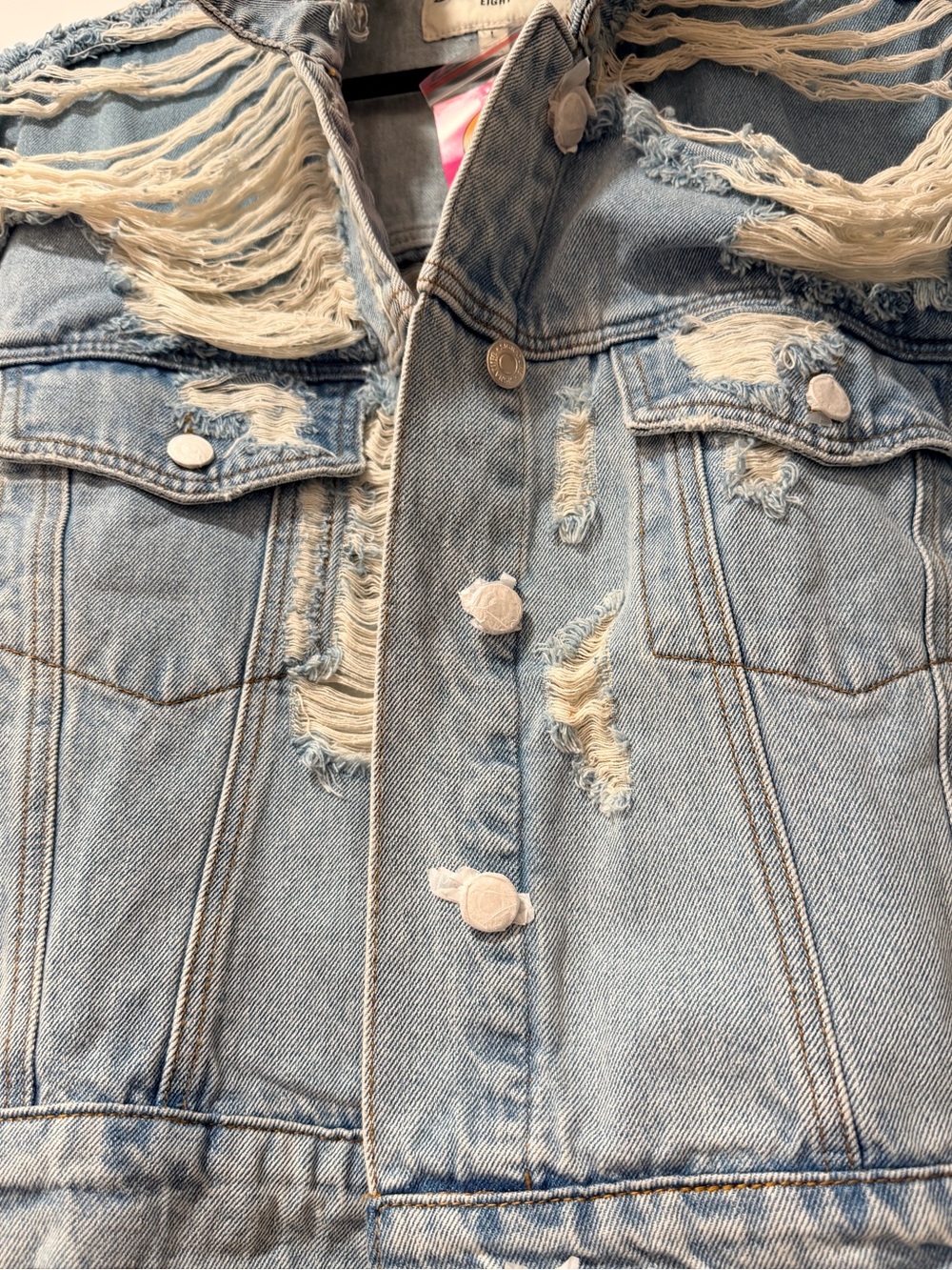 *RARE* Dressed in LALA Distressed Cropped Jean Jacket - Picture 3 of 3